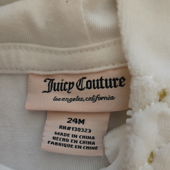 Juicy Couture Kids Hoodie in White with Gold Accents - Picture 2 of 3